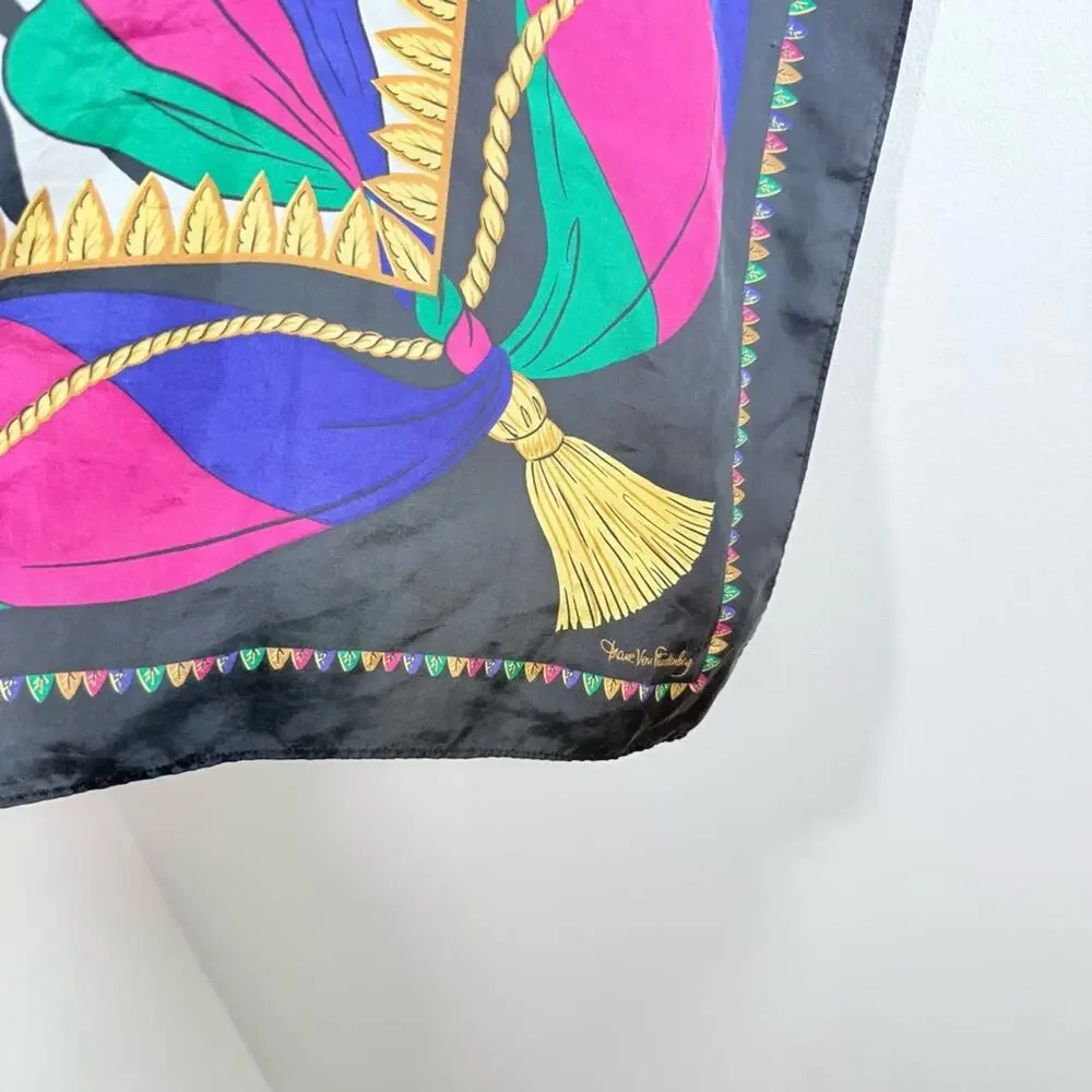Vintage Diane Von Furstenberg 100% Silk 80s 90s Animal Print Square Scarf